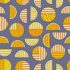 Hand drawn abstract oranges seamless pattern. Vector colorful background in modern style. Striped funny texture for surface design, textile, wrapping paper, wallpaper, phone case print, fabric.