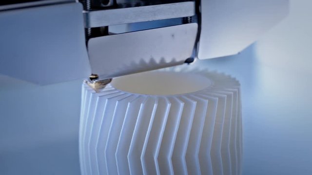 3D Printer, 3D Printing white object. 4.0 industrial revolution.