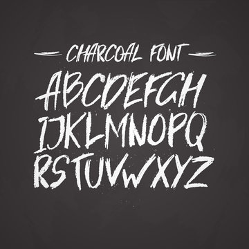 Vector charcoal trendy cute  font.  Messy unique type  with texture. Hand written type for cards poster banner print.