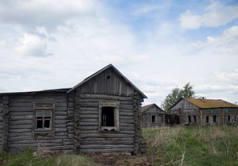 Fototapeta na wymiar Ruined wood houses.