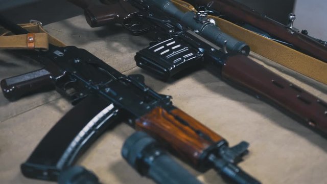 Man training skills with Kalashnikov 
