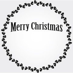 vector Christmas circular frame with black bells