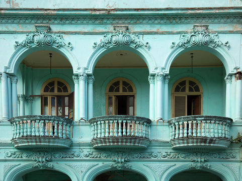 Neoclassical architecture in mint green