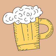 Beer mug on beige background handmade vector