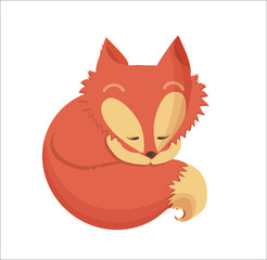 Cute orange fox cartoon. Vector illustration. Smiling baby animal - Vector
