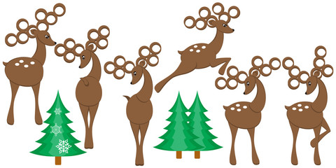Set of cartoon deers