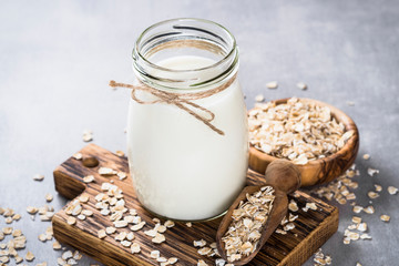 Vegan oat milk, non dairy alternative milk. 