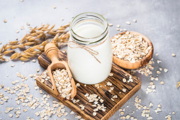 Vegan oat milk, non dairy alternative milk. 