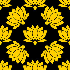 Botanical Lotus flower seamless pattern vector illustration