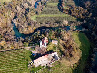 Vremska dolina (Vreme Valley) with a church of Saint Mary is a blind valley close to UNESCO site of Škocjan Caves (Škocjanske jame).  © Stepo