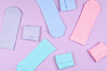 Colorful collection of cotton socks.