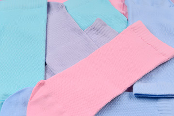 Colorful collection of cotton socks.