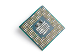 CPU. Central Processing Unit or Microchip Computer isolated on white background