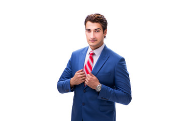 Handsome young businessman isolated on white background