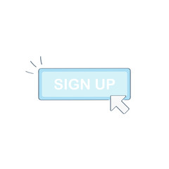 Sign in, sign up, login, registration, login button with cursor and confetti. Subscribe concept, content updates and news feed icon