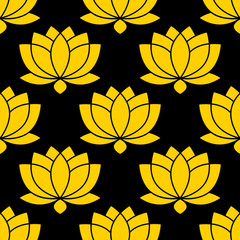 Botanical Lotus flower seamless pattern vector illustration