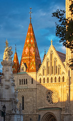 Fototapeta premium Towerbell of St Matthias church in Budapest in sunset