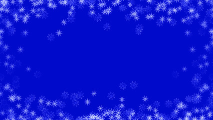 Abstract background with a variety of colorful snowflakes. Big and small.