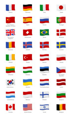 vector set of the flags of the countries of Europe, Asia and Africa