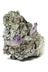 amethyst crystal specimen from Las Vigas, Vera Cruz, Mexico isolated on white background