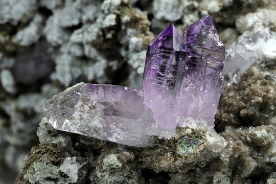 amethyst crystals on matrix from Las Vigas, Vera Cruz, Mexico