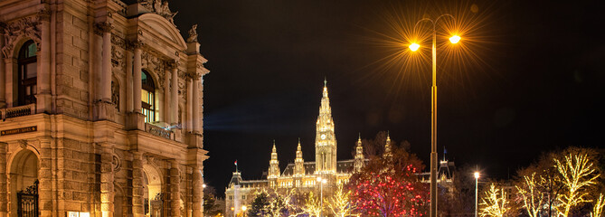 Fototapeta na wymiar Christmas market at Rathaus in Wien, Austria