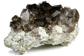 smoky quartz from Mount Galenstock, Uri, Switzerland isolated on white background