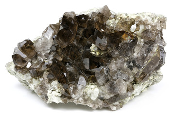 smoky quartz from Mount Galenstock, Uri, Switzerland isolated on white background
