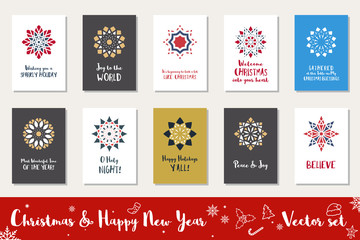 Christmas and Happy New Year vector set