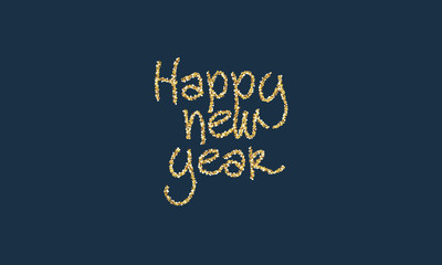 Happy new year gold glitter and dark blue background for card 