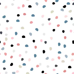 Wallpaper murals Geometric shapes Semless hand drawn pattern with colorful dots. Abstract childish texture for fabric, textile, apparel. Vector illustration