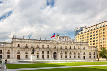 Santiago, Chile - Oct 14th 2017 - A government building in the civic center of Santiago del Chile in Chile