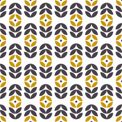 Abstract seamless geometric pattern in scandinavian style. Retro floral motif. Vector wallpaper.