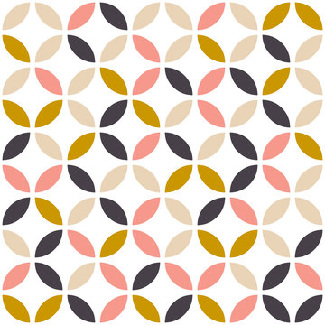 Fototapeta Geometric seamless pattern in scandinavian style. Mid century design. Vector wallpaper.
