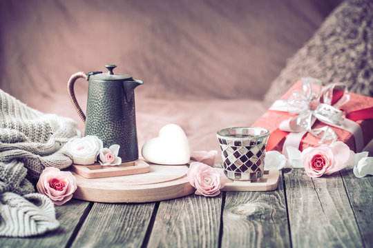 Valentine day concept, festive still life