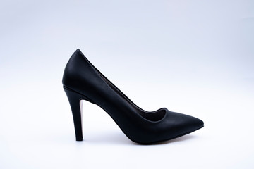 Black high heels women stiletto  shoes isolated on white background