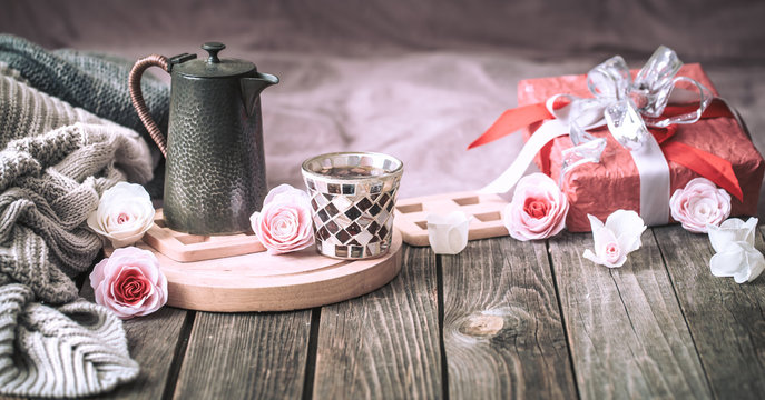 Valentine day concept, festive still life