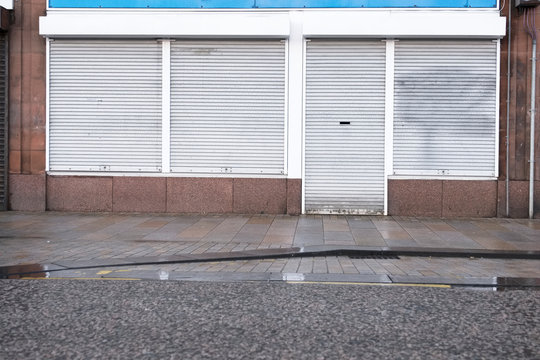 Metal Shutters Closed Shop Business High Street Retail