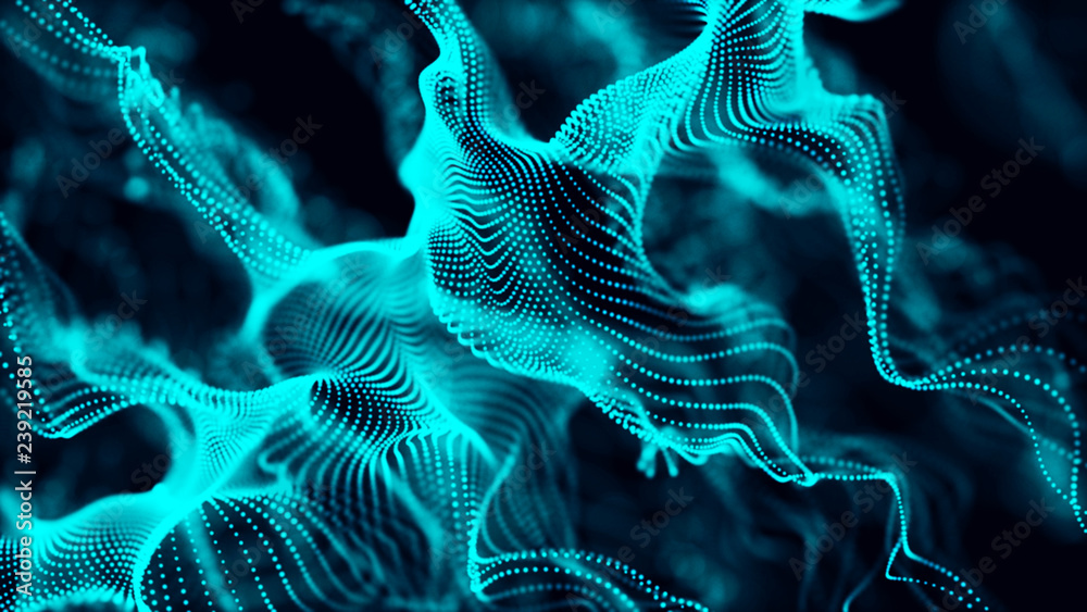Poster abstract background of data flow. dust particles.futuristic technology element. 3d rendering.