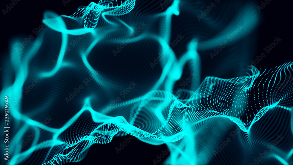 Poster abstract background of data flow. dust particles.futuristic technology element. 3d rendering.