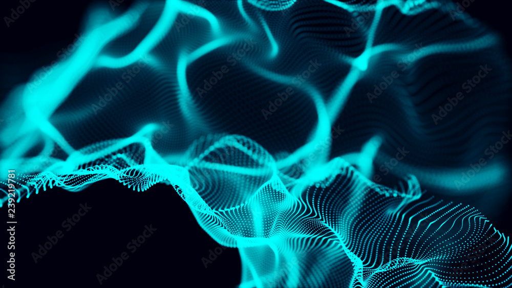 Poster abstract background of data flow. dust particles.futuristic technology element. 3d rendering.