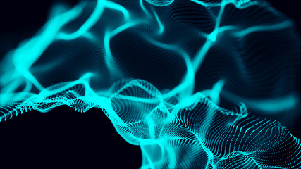 Abstract background of data flow. Dust particles.Futuristic technology element. 3D rendering.