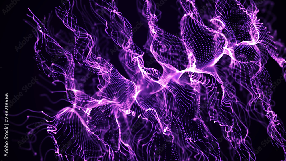 Poster abstract background of data flow. dust particles.futuristic technology element. 3d rendering.