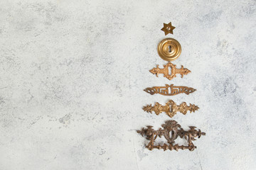 Christmas decorations on concrete background