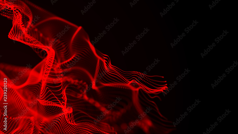 Poster abstract background of data flow. dust particles.futuristic technology element. 3d rendering.