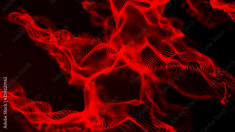 Poster abstract background of data flow. dust particles.futuristic technology element. 3d rendering.