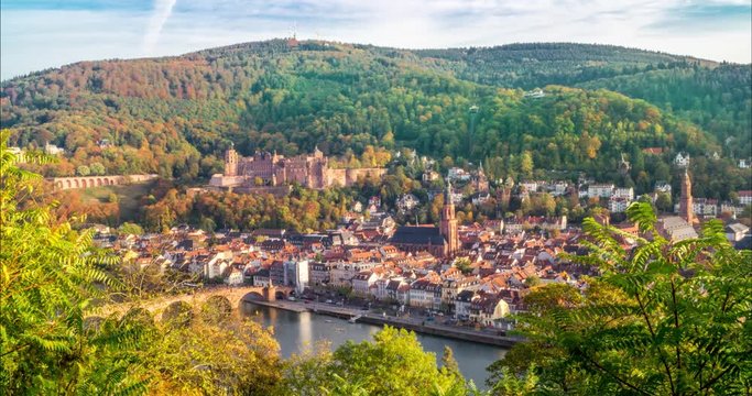 Heidelberger Schloss und Altstadt Timelapse 4k