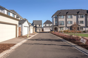 Row of houses in a suburb Wilsonville Oregon.