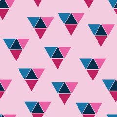 Vector triangle seamless pattern background Abstract Seamless Pattern. Seamless Pattern with Triangles. Pink and Blue triangle Pattern . Vector illustration