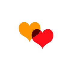 Hearts icon yellow and red on white